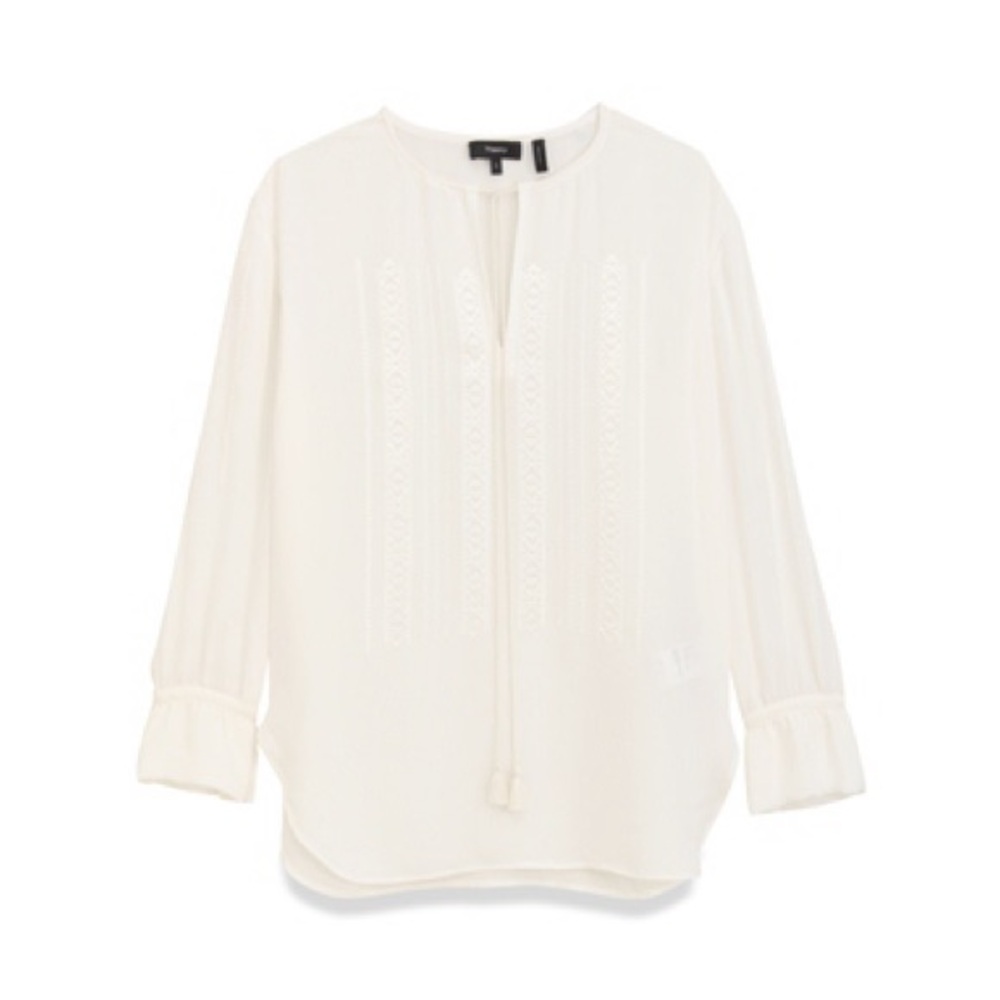 Theory 100% Silk Elegant Cream Blouse Sz S